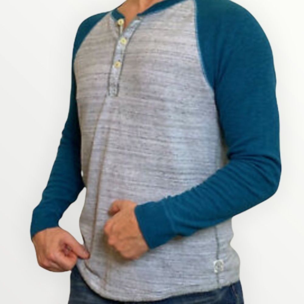 🦅 AEO Thermal Half Button Colour Block Henley